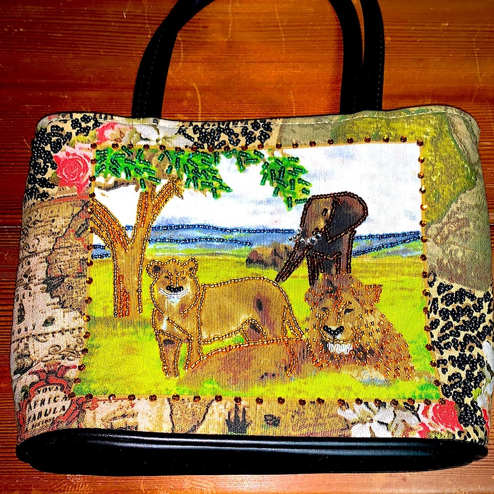 Vintage Beaded and Embellished Wild-kingdom Purse